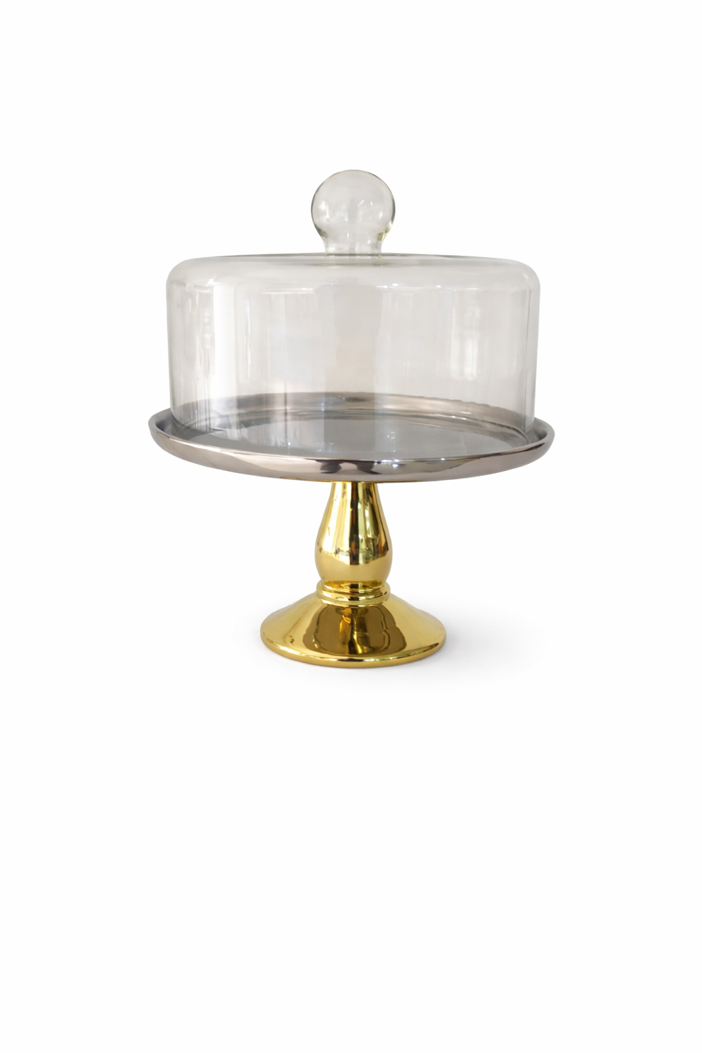 Elegant cake stand with glass dome