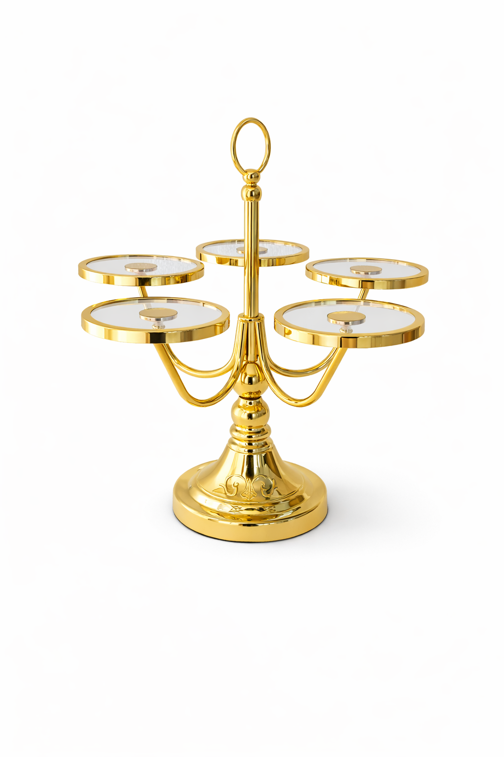 Elegant five-arm gold display stand