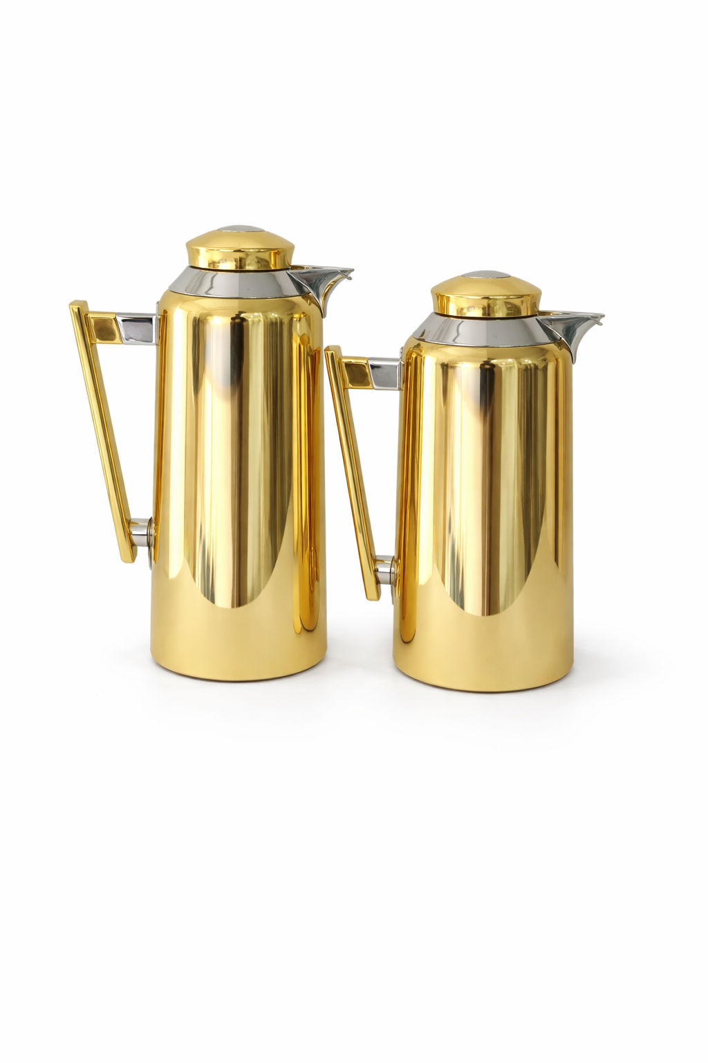 Vacuum golden flask 1000ml & 750ml with silver rim