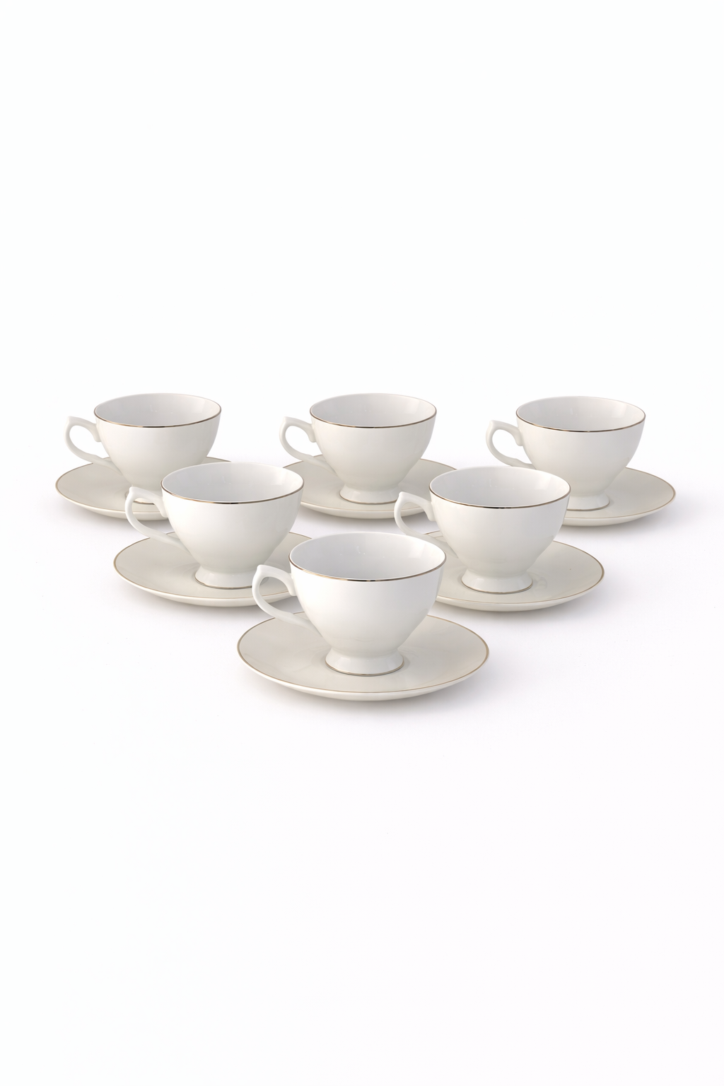 Elegant porcelain tea cup and saucer 6pcs set