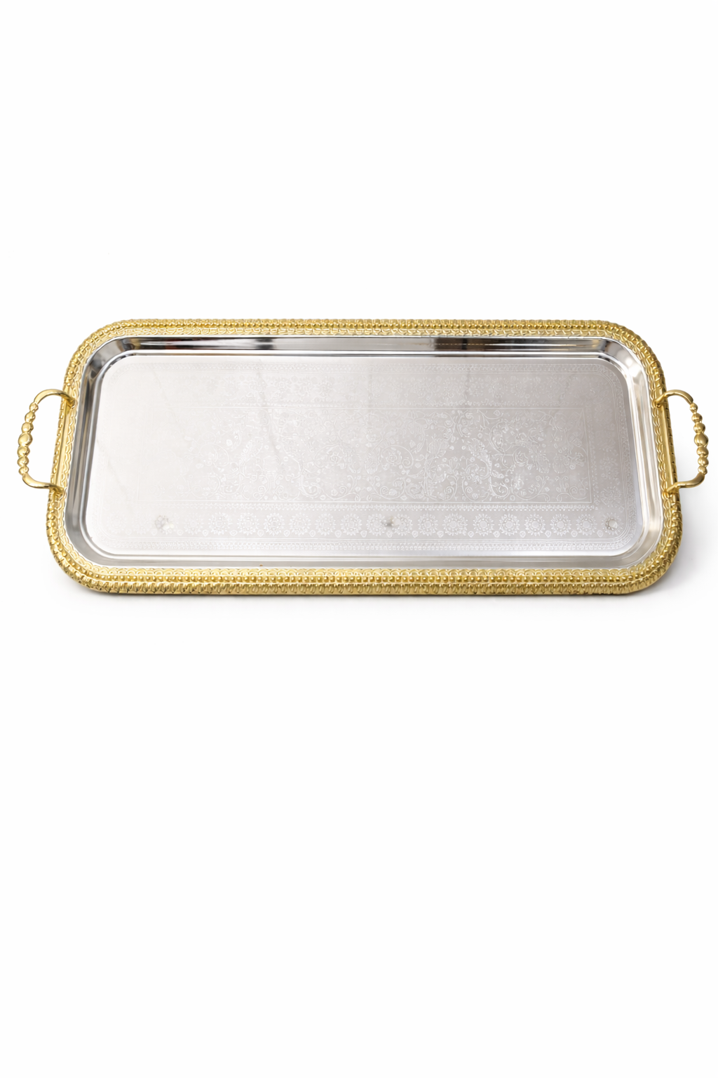 Elegant silver and gold serving tray