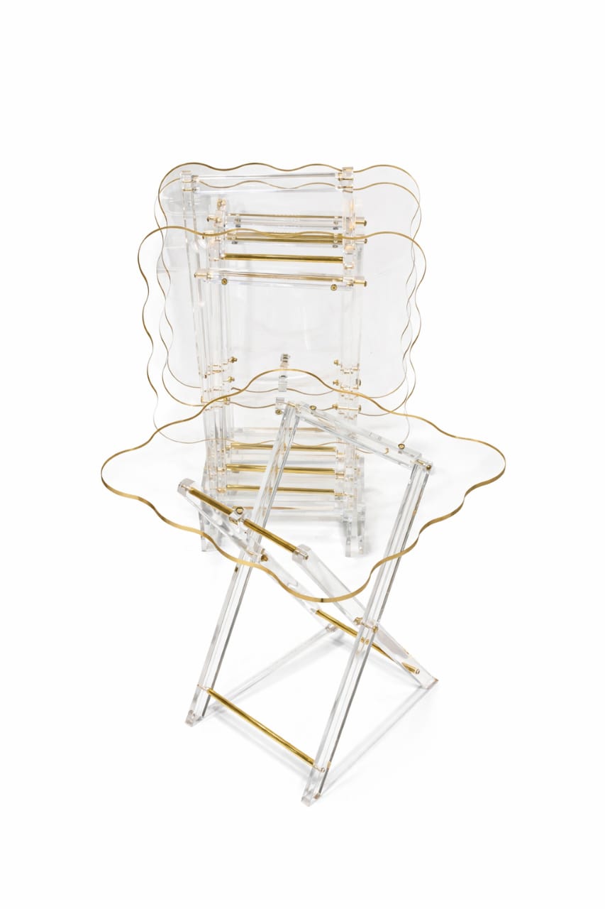 Luxury Clear Acrylic Folding Chair with Gold Trim – Modern Elegant Seating