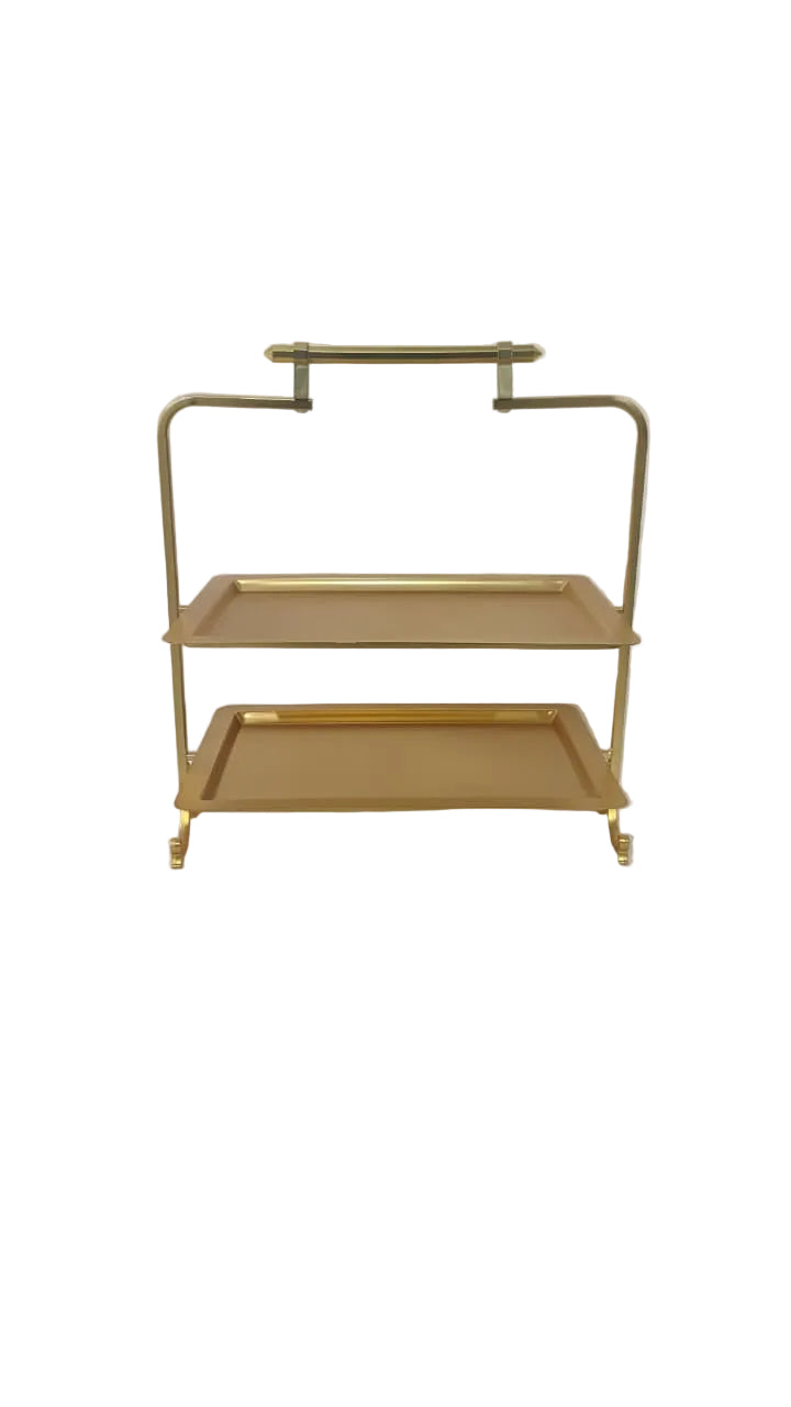 Elegant two-tiered gold serving tray