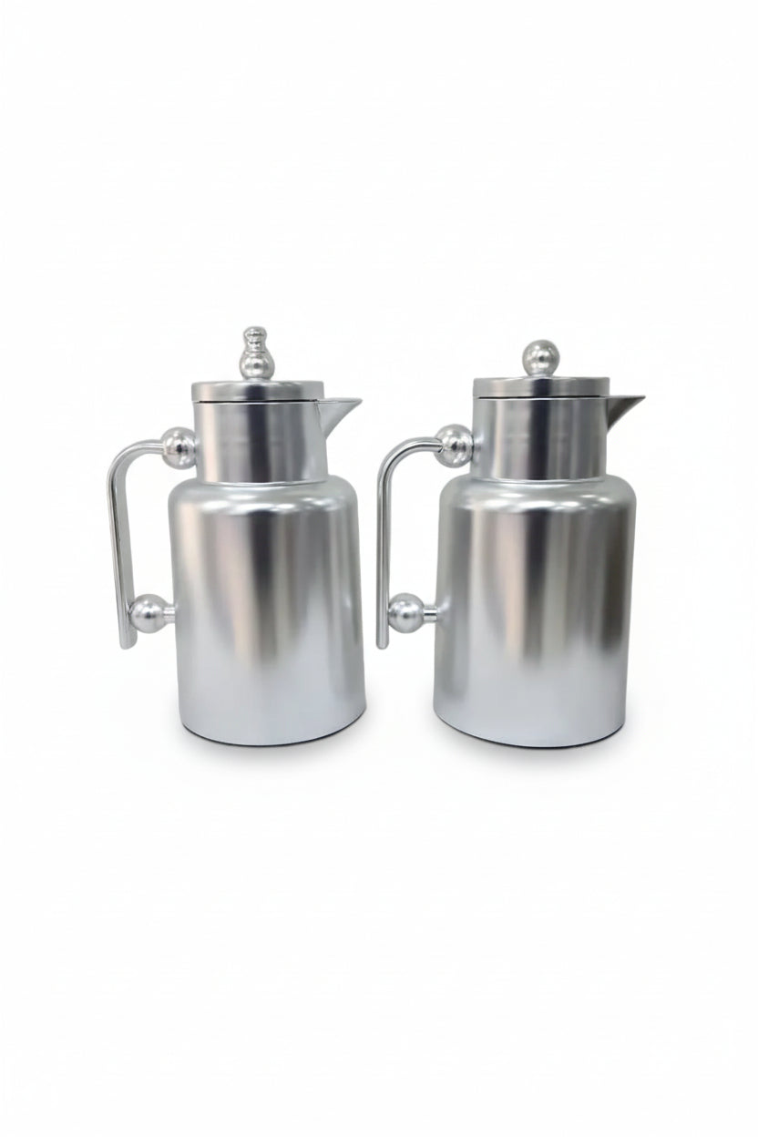 Vacuum flask 1.0 + 1.0 Liter matte silver