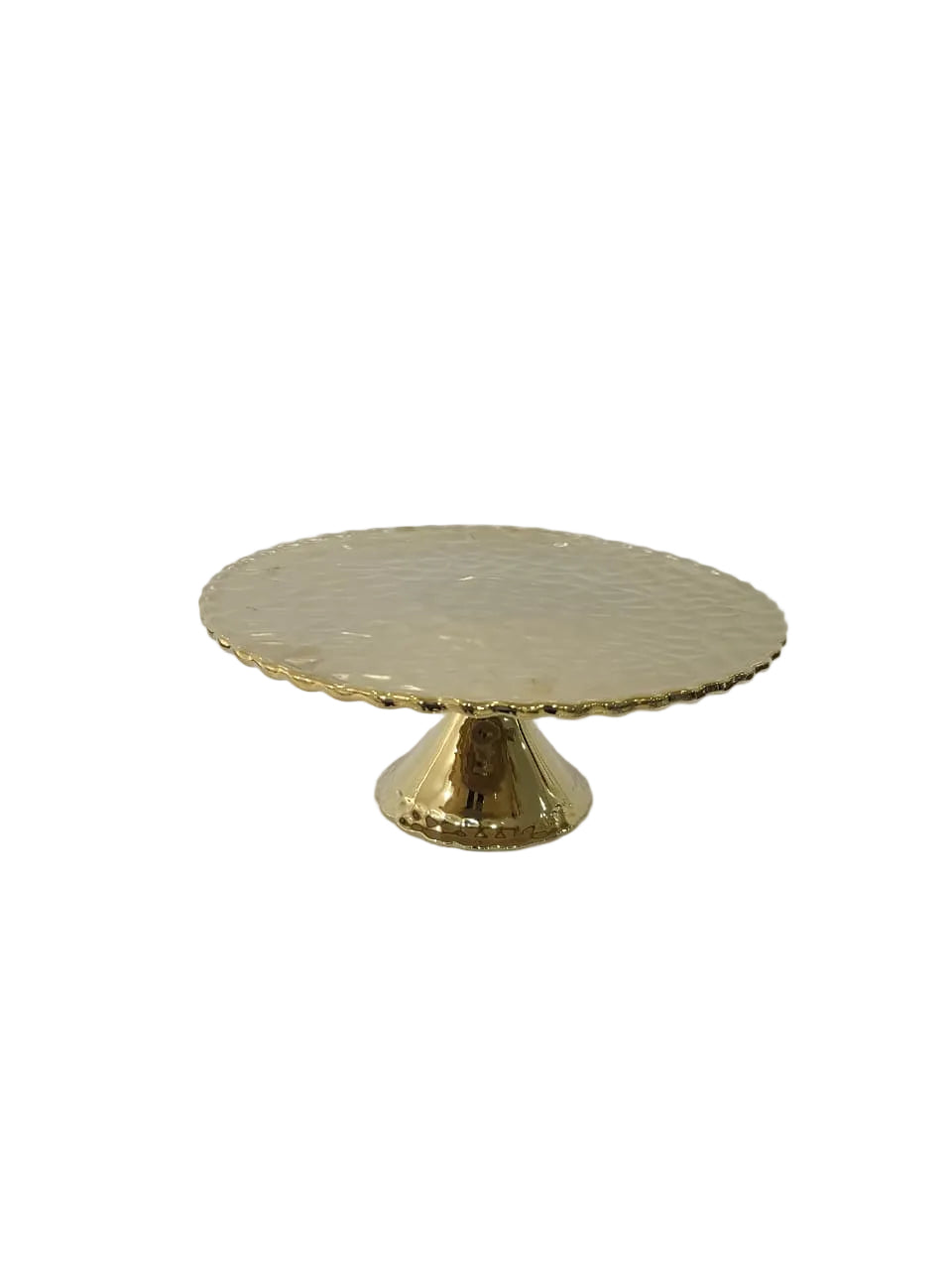 Elegant ceramic gold bowl with stand