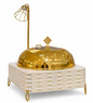 Luxury Gold Chafing Dish with Heat Lamp & Ceramic Base – Premium Buffet Food Warmer