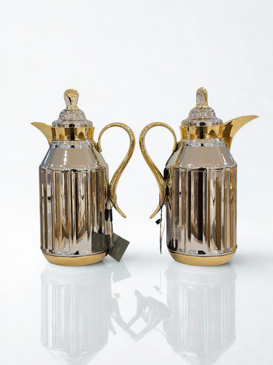 Premium vacuum flask set gold & Transparent