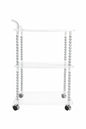 Clear Acrylic Bar & Serving Cart with Crystal Bead Columns – Modern Rolling Trolley