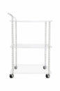 Clear Acrylic Rolling Cart with Transparent Bead Columns – Modern Serving & Display Trolley