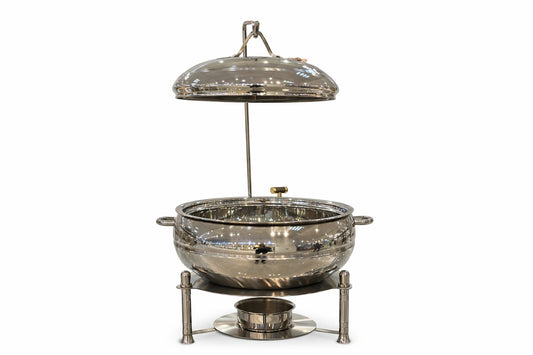 Premium Stainless Steel Round Chafing Dish with Lift-Up Lid – Buffet & Catering Food Warmer