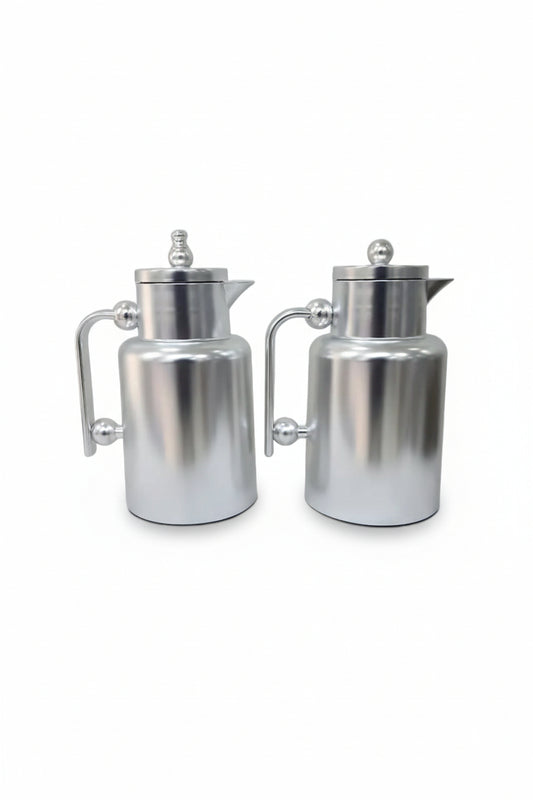 Vacuum flask 1.0 + 1.0 Liter  matte silver