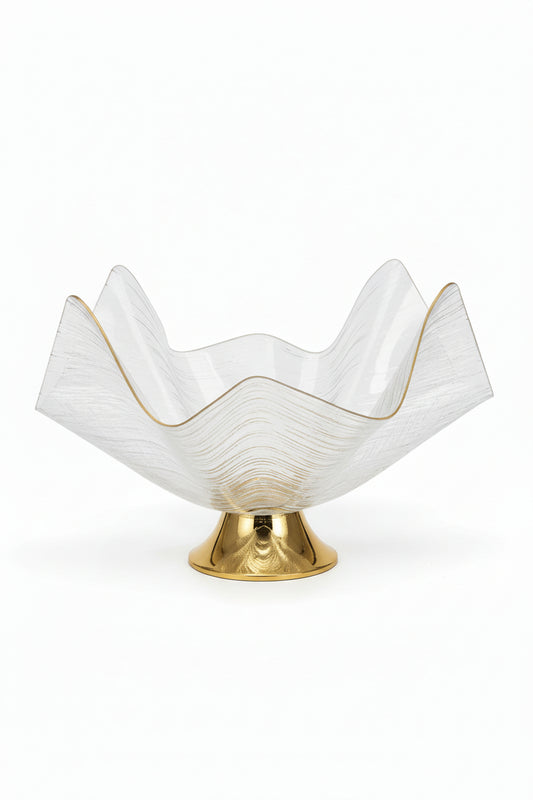 Elegant acrylic and gold stand serving bowl