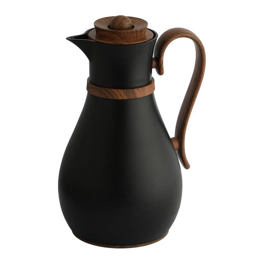 Insulated Carafe - Black with Wooden Handle