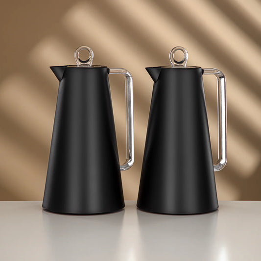 Vacuum Flask Set Black & Transparent