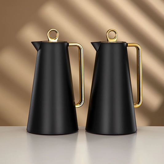 Vacuum Flask Set Black & Gold