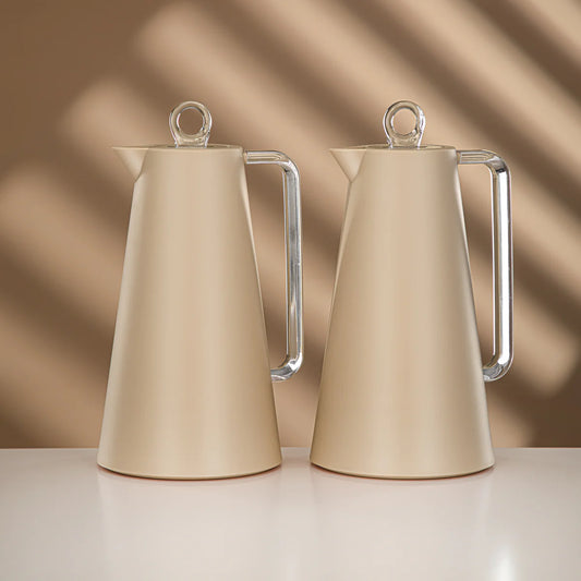 Vacuum Flask Set Beige & Transparent